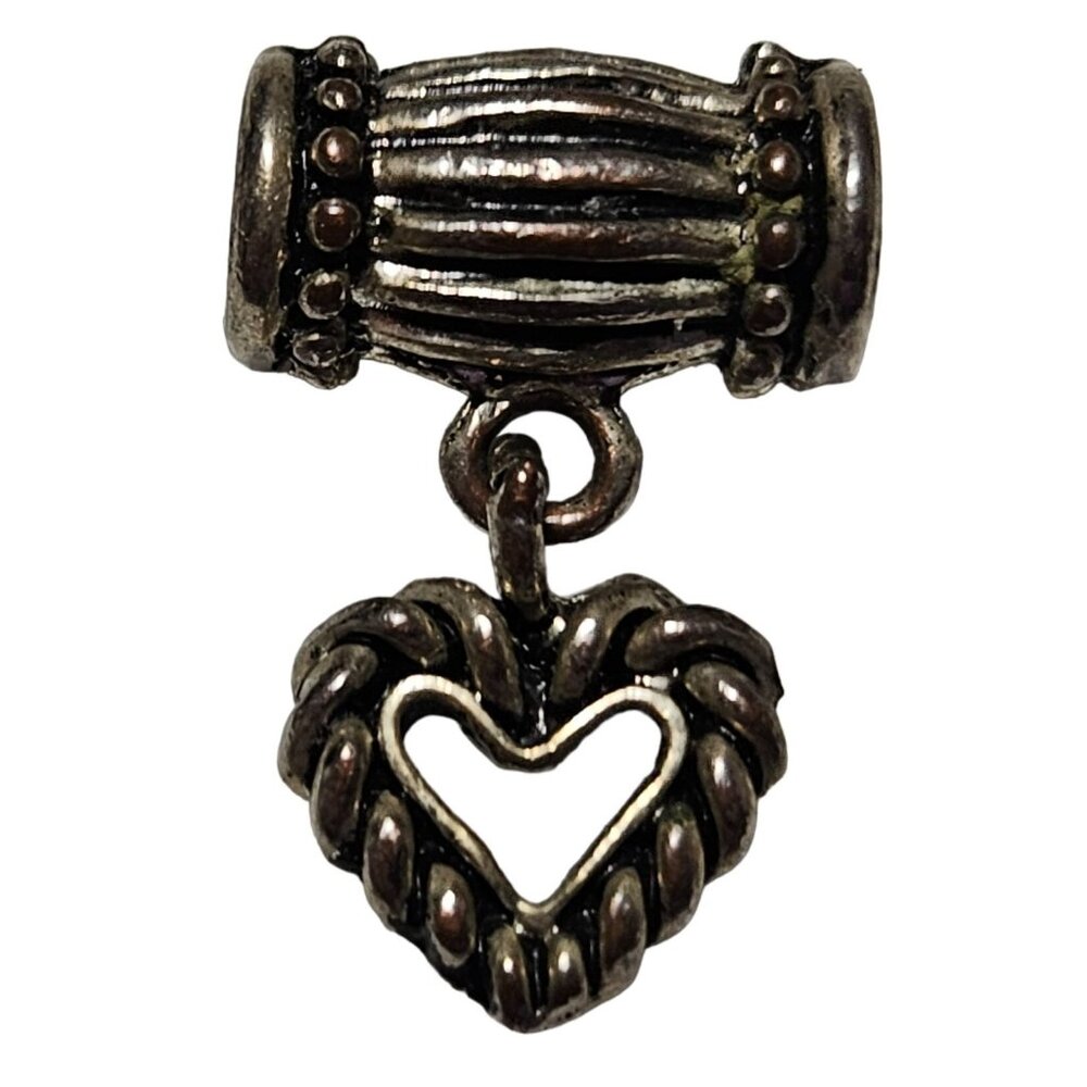 Vintage Silver Tone Heart Barrel Dangle Charm Bracelets Necklaces DIY Jewelry